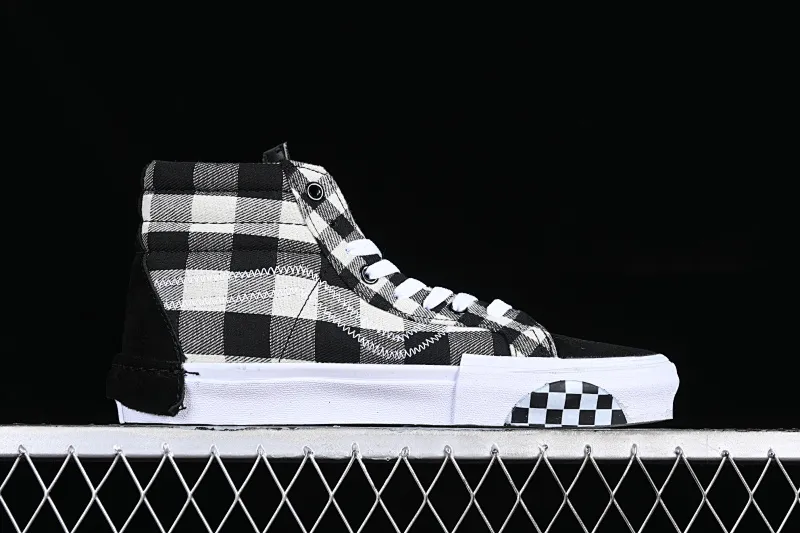 All categories Vans Vans series Vans Hi Vans high-top Vans Vault Sk8-Hi Cap LX Deconstruction New black and white checkerboard high-top canvas vulcanized sneakers VN0A3WM1XOS